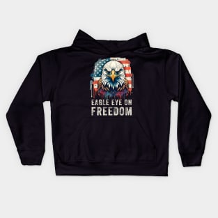 Patriotic Eagle Eye On Freedom Red White And Blue Design Kids Hoodie